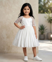 Off-White Lacer Organza Flower Girl Dress for Baby Girl [5380]