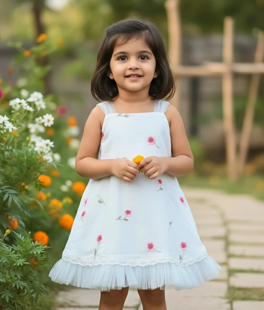 White Cotton Embroidery Frock For Baby Girl [Ready to ship: 5390]