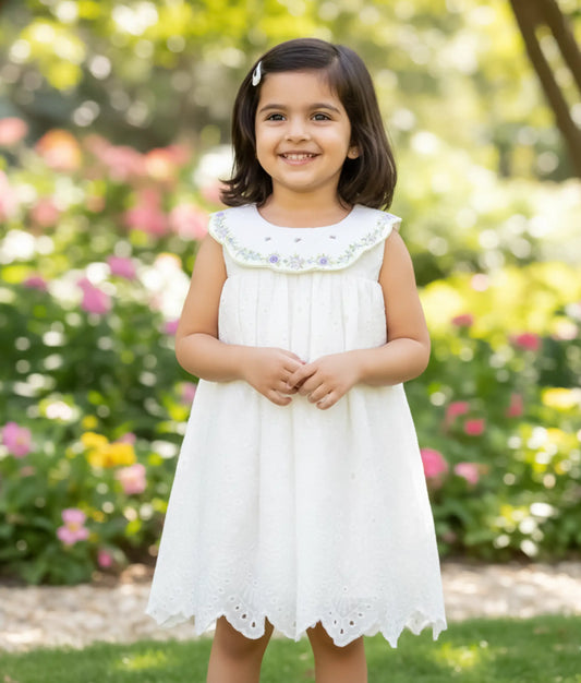 Off-White Hacoba A-line Christmas Frock for Baby Girl [Ready to ship: 5548]