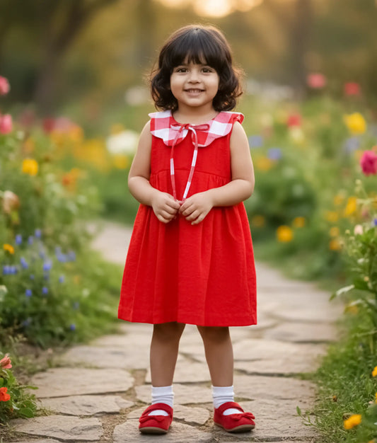 Red Cotton Christmas Frock for Baby Girl [Ready to ship :5573]