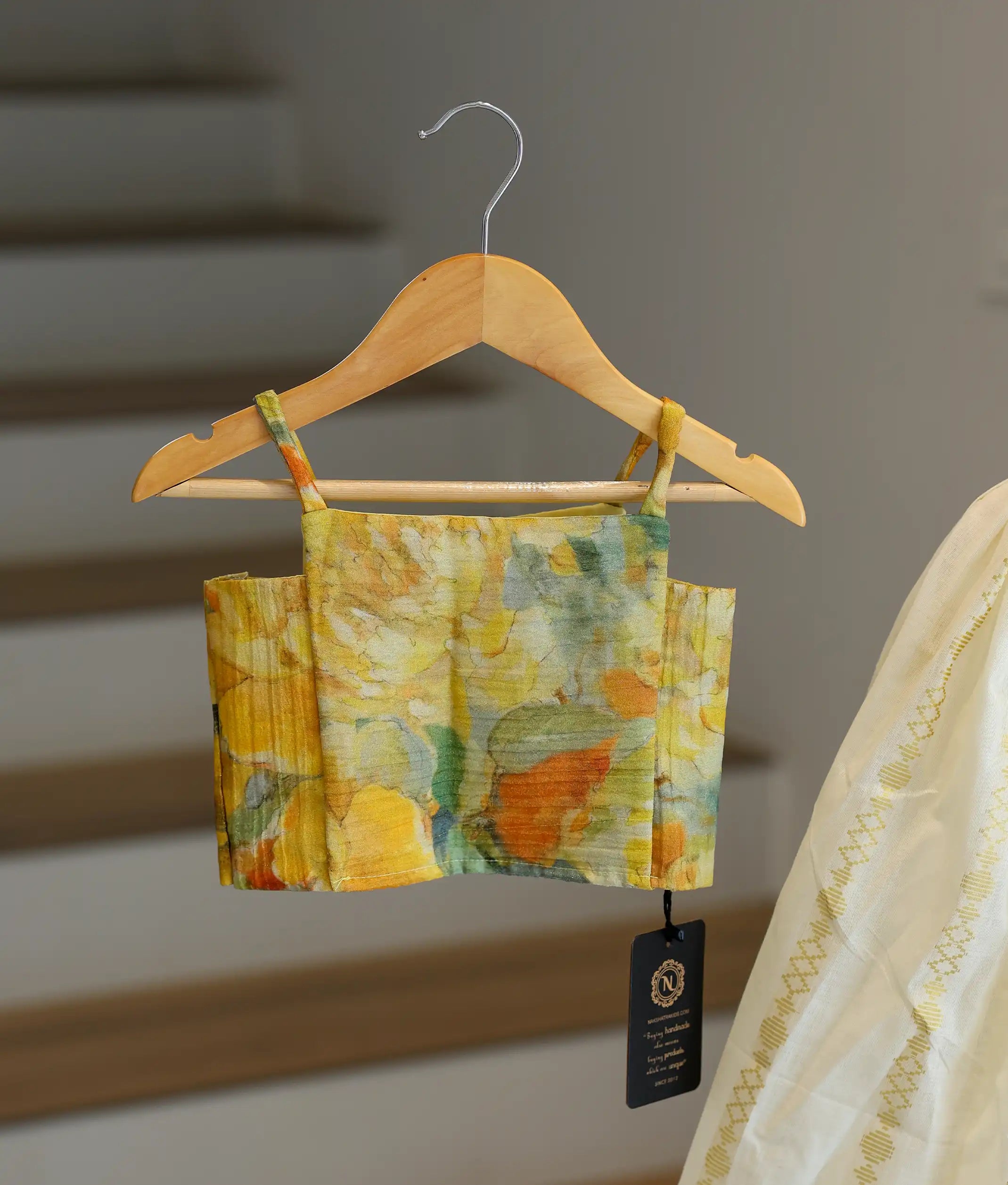 Yellow Silk Top with Kasavu Skirt for Baby Girl [6180]