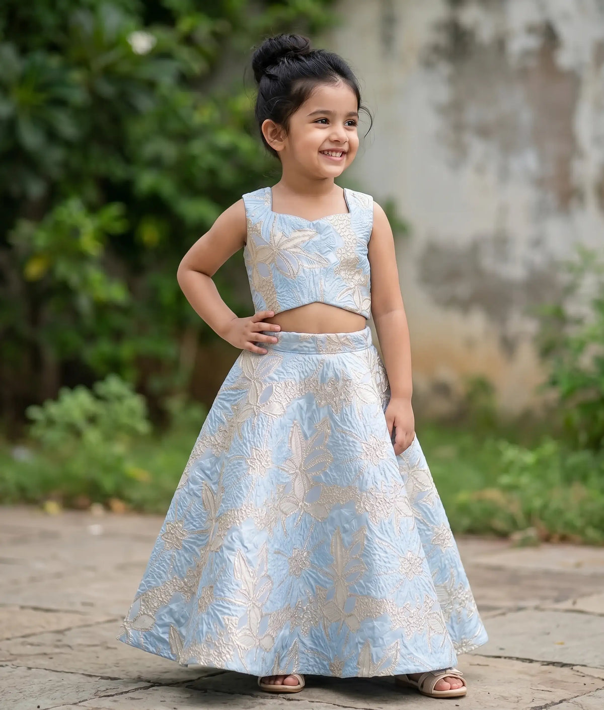 Light Blue Turkish Organza Skirt and Top for Baby Girl [6556]