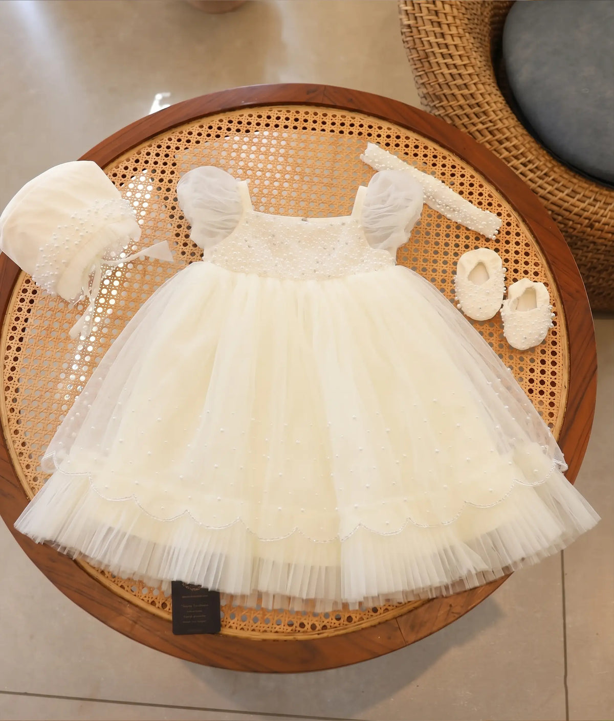 Off-White Handworked Baptism Set for Baby Girl [Pre Order: 6609]