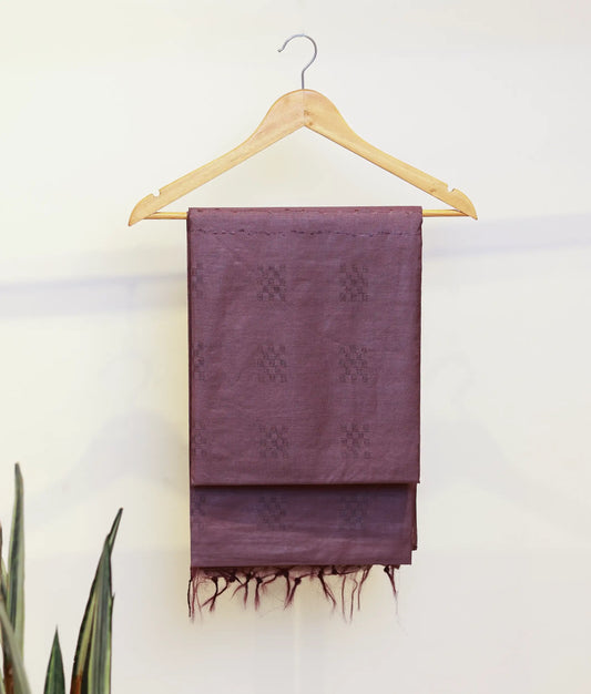 Mauve Bhagalpuri Silk Saree with Geometric Weave and Tassel Border [Ready To Ship: M01177]