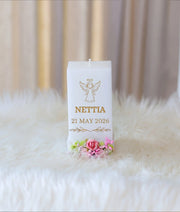 Rose Floral Decorative Handcrafted Baptism Candle [C100]