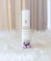 Lavender Floral Decorative Handcrafted Baptism Candle [C101]