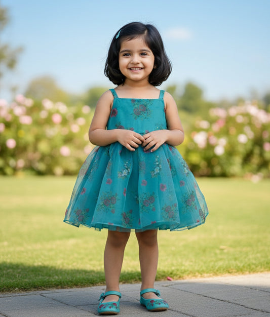 Peacock green Casual Frock For Your Little One [Ready To Ship: 2290]
