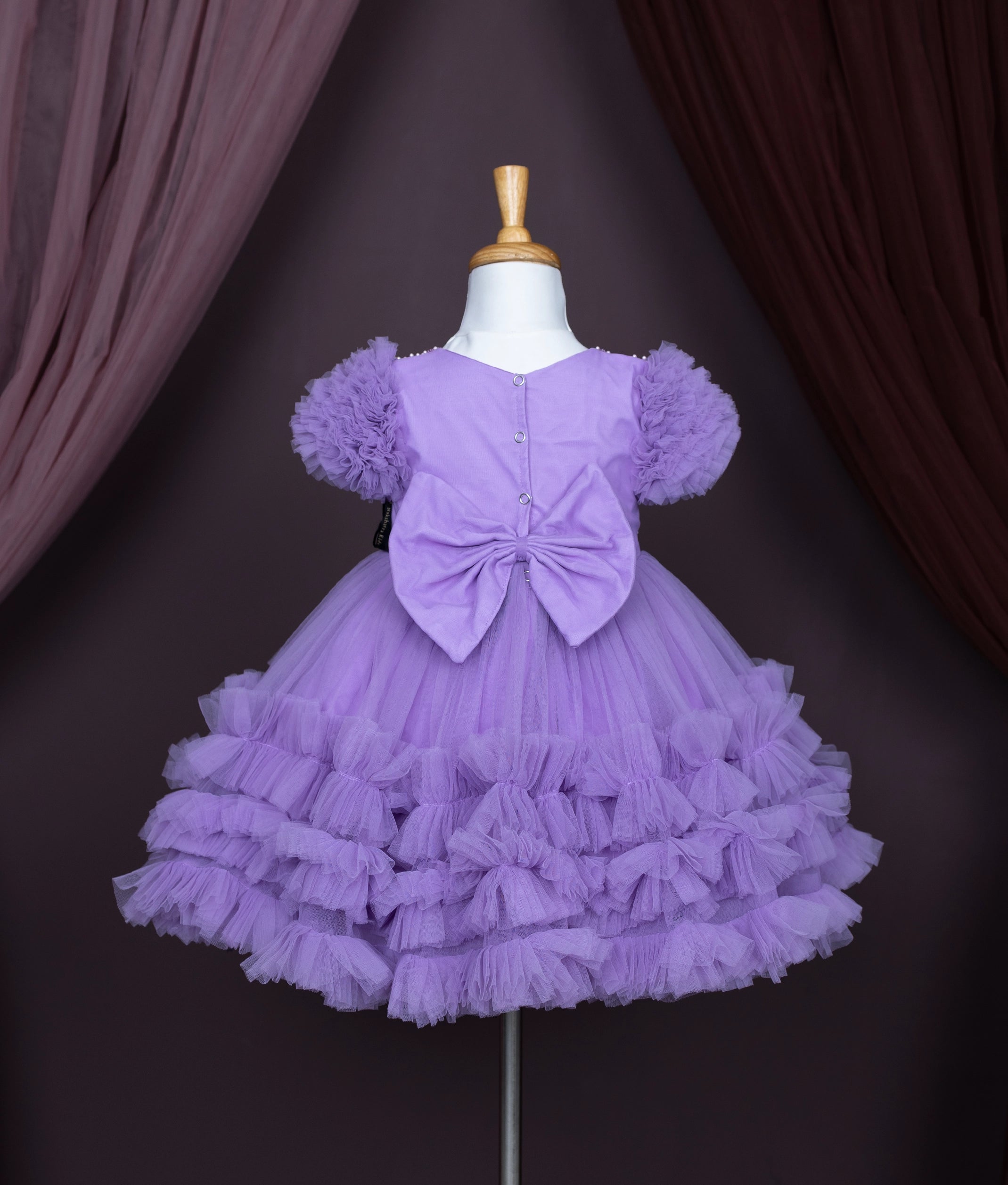 Lavender Tulle net Handwork Birthday Frock For Baby Girl [Ready to Ship: 2343]