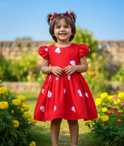 Red Chiffon Christmas Frock For Baby Girl [2408]