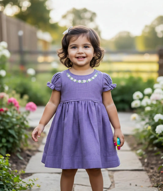 Lavender Cute Cotton Frock For Baby Girl [Ready to ship : 2649]