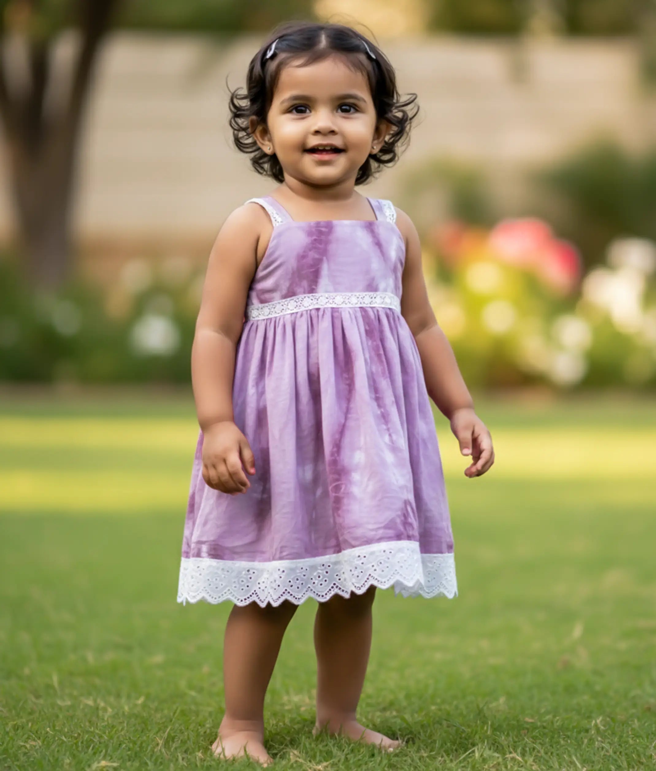 Pastel lavender Cute Cotton Frock For Baby Girl [2716]