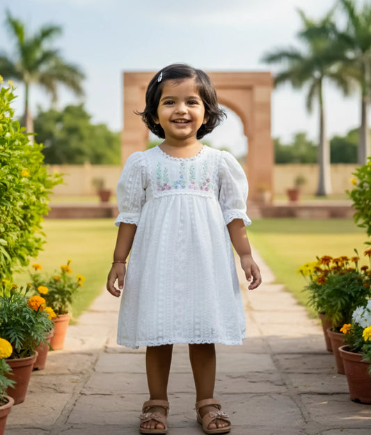 Off White Acoba Cotton Casual Frock For Baby Girl [Ready to ship:2771]