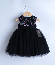 Black Tulle Net Handworked Birthday Frock For Baby Girl [Ready to ship :7751]