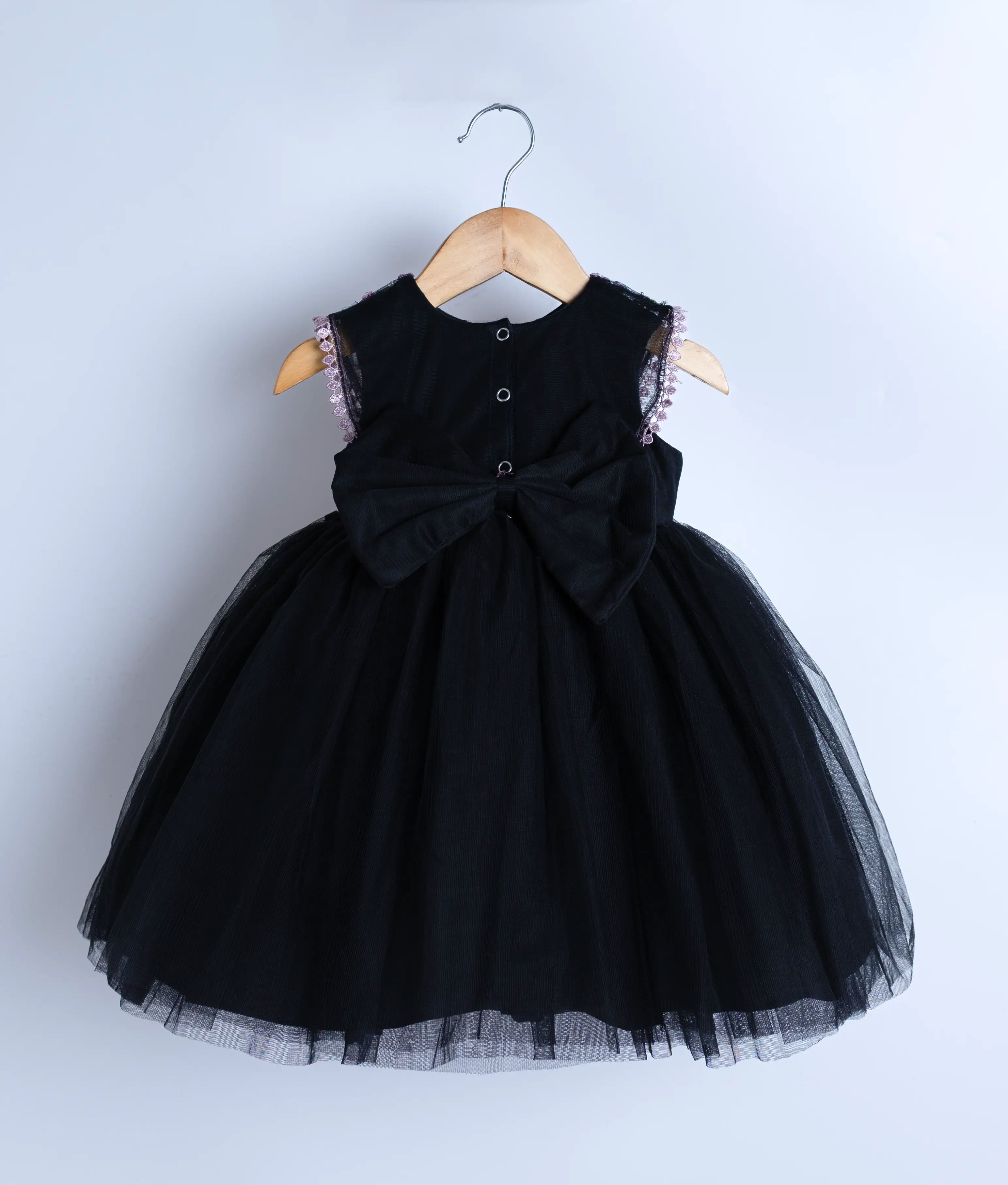 Black Tulle Net Handworked Birthday Frock For Baby Girl [Ready to ship :7751]