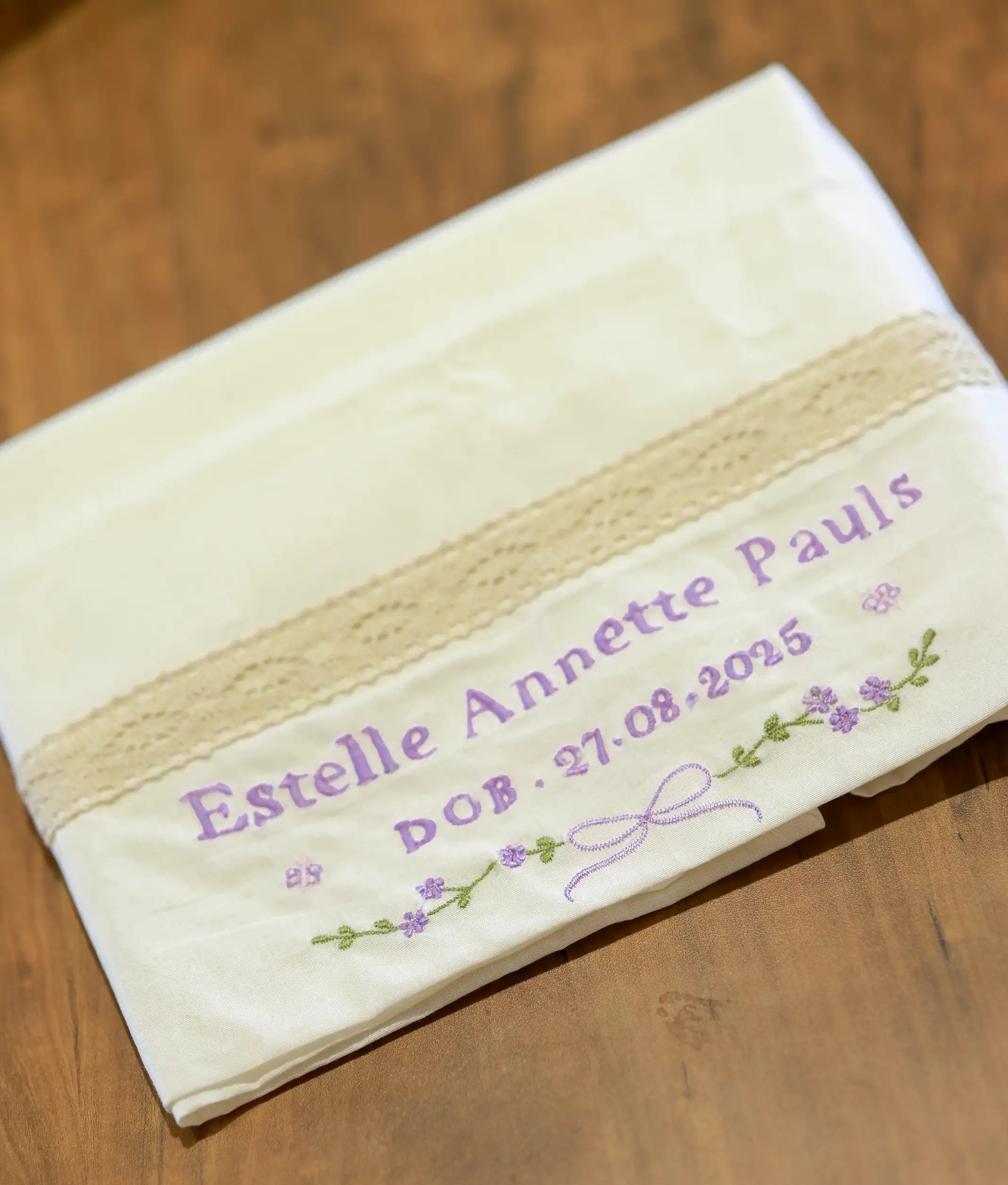 Off-white Cotton Embroidered Baptism Towel For Your Little One (Pre Order: T13)