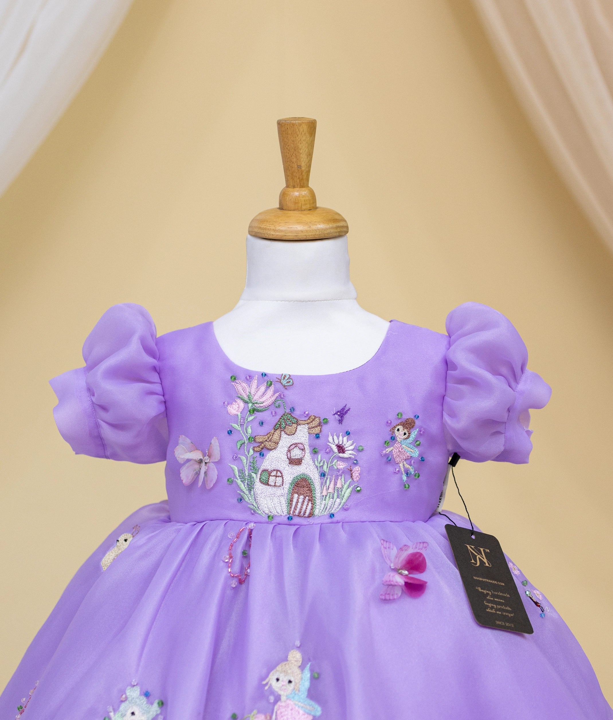 Lavender Plain Organza  Princess Theme Birthday Dress For Baby Girl [Pre Order: 5156]