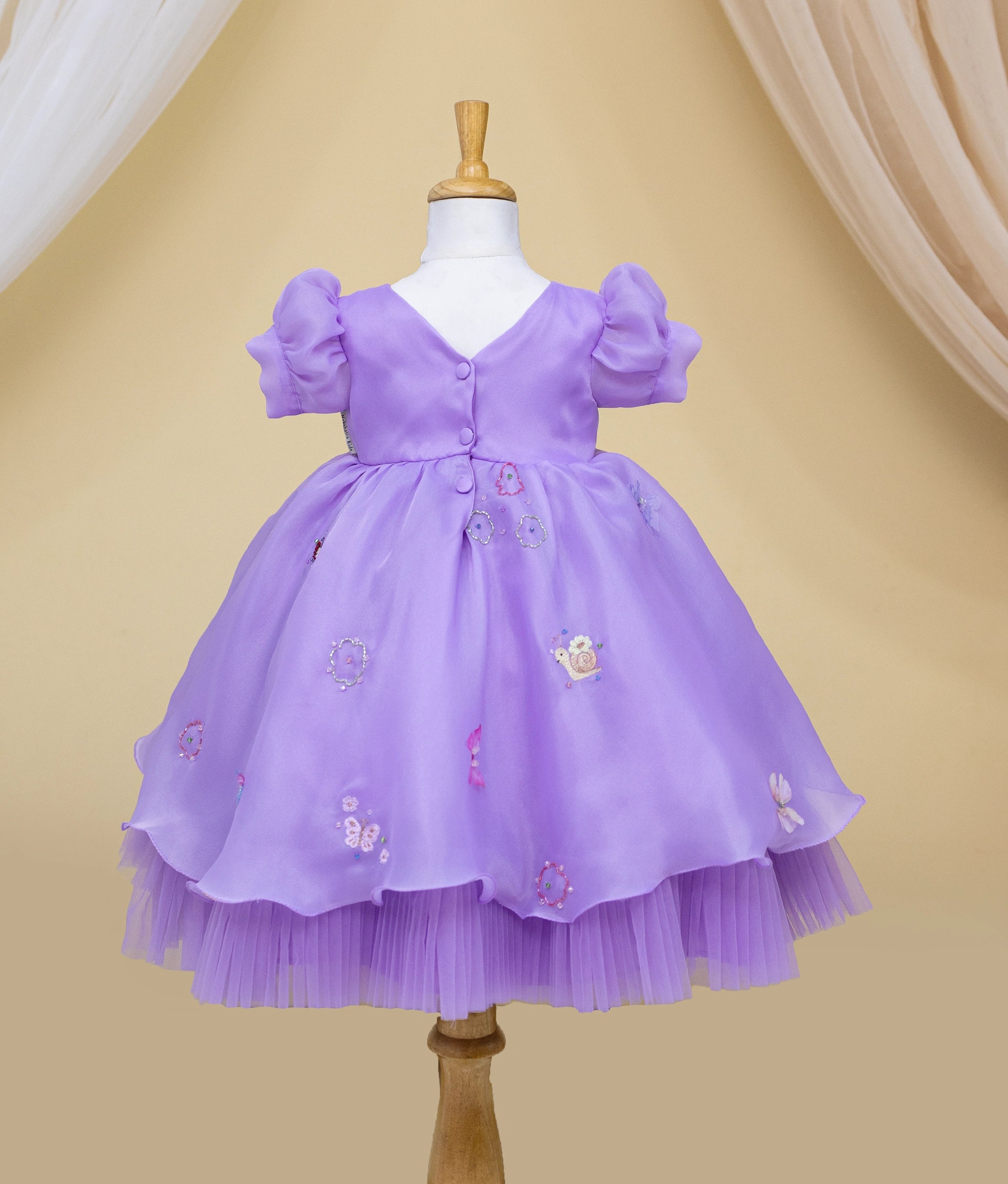 Lavender Plain Organza  Princess Theme Birthday Dress For Baby Girl [Pre Order: 5156]
