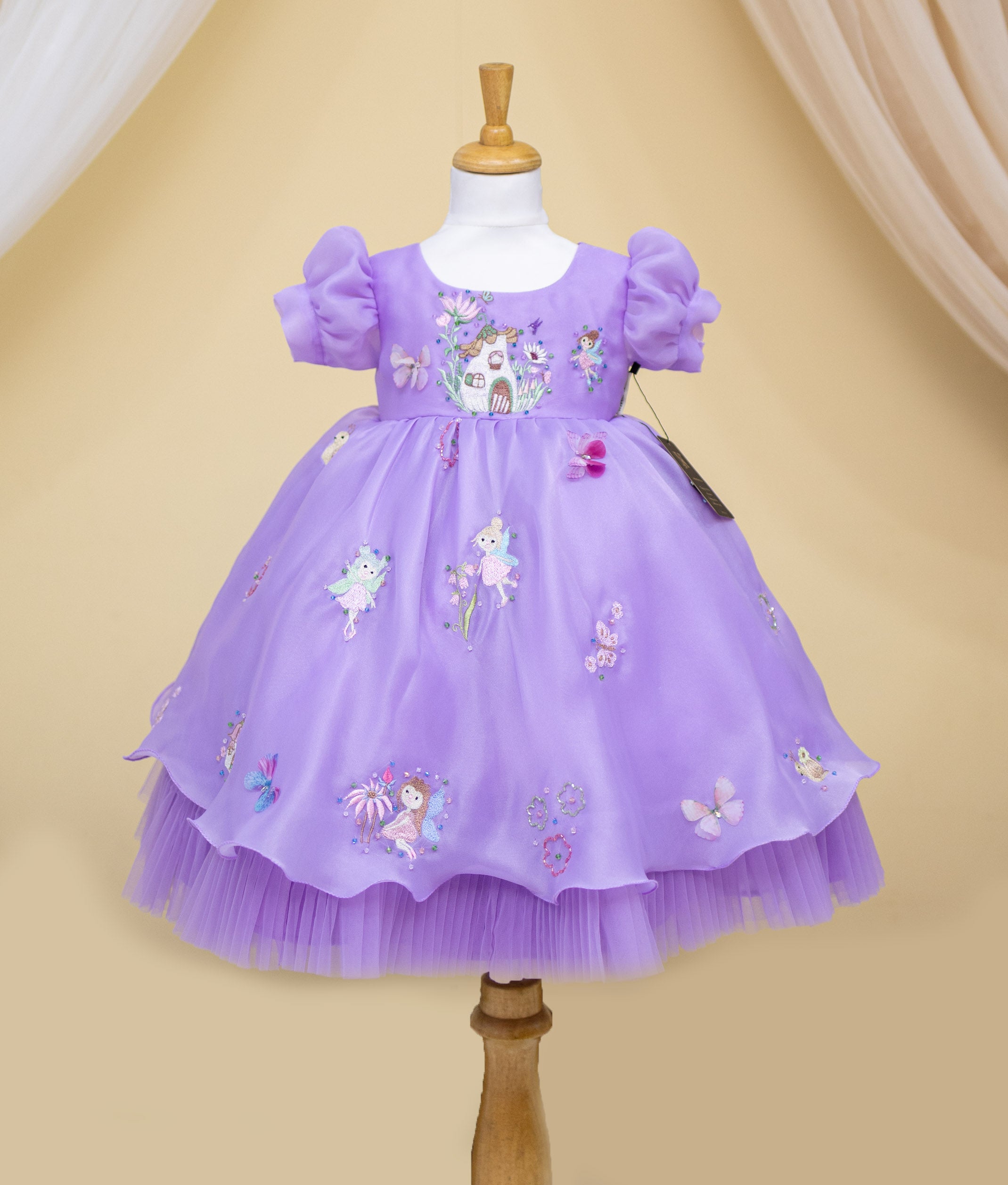 Lavender Plain Organza  Princess Theme Birthday Dress For Baby Girl [Pre Order: 5156]