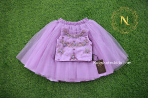 Lavender crop top with full length tulle net skirt