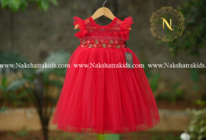 Red handwork tulle net gown | Party Wear | Dresses for Baby Girl and Boy
