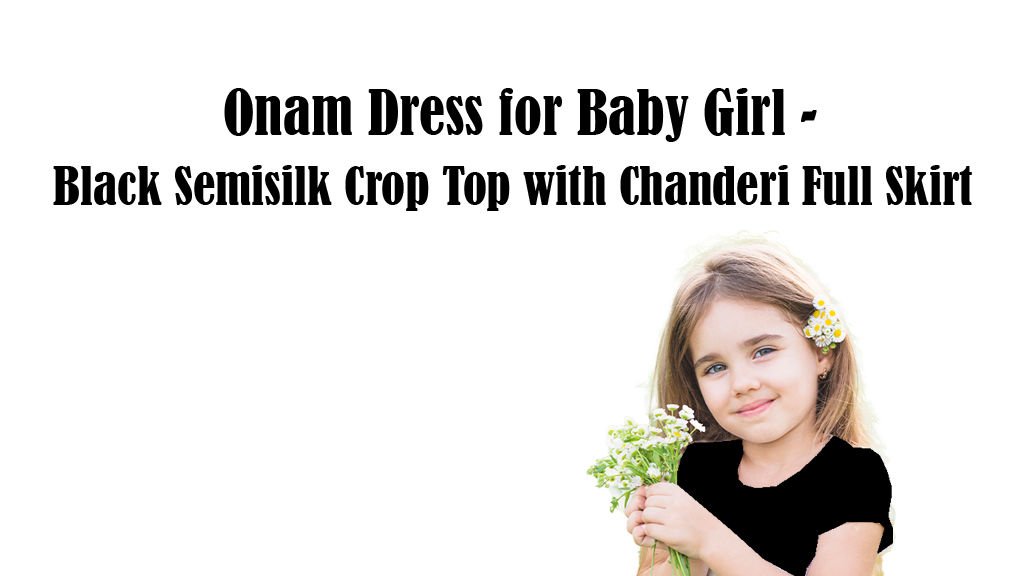 Black Semisilk Crop Top with Chanderi Full Skirt